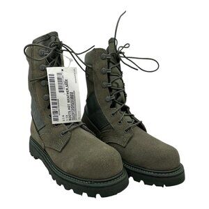 Military Combat Boots 5.5 N Sage Leather & Man-Made Materials Vibram Sole  USA